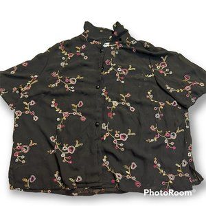 Sheer black and floral button up